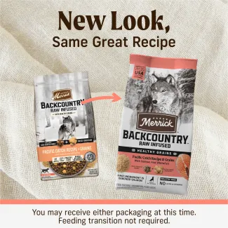 New packaging look for Backcountry Healthy Grains Pacific Catch Dog Food