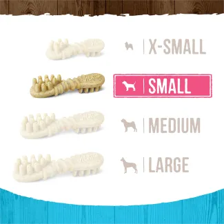 Image showing Fresh Kisses Mint Small bone size against other bone sizes. 