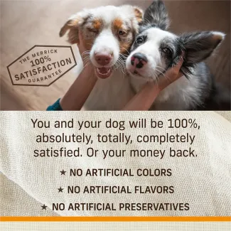 100 percent satisfaction guaranteed, no artificial colors, flavors, or preservatives