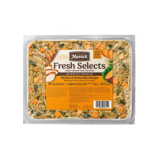 Fresh Selects Chicken &amp; Brown Rice Recipe with Sweet Potato, Kale &amp; Turkey Liver front of package