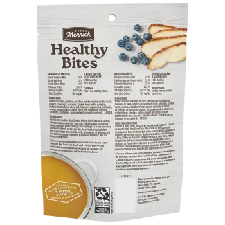 Healthy Bites Chicken and Bone Broth dog treats back of packaging 