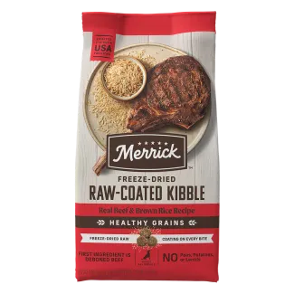 Healthy Grains Freeze-dried Raw-coated Kibble Real Beef + Brown Rice Recipe - Front of bag