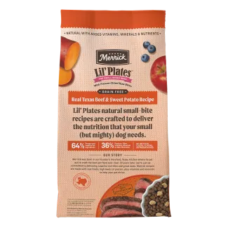 Lil&#039; Plates Grain Free Real Texas Beef + Sweet Potato with Raw Bites Recipe - Back of bag