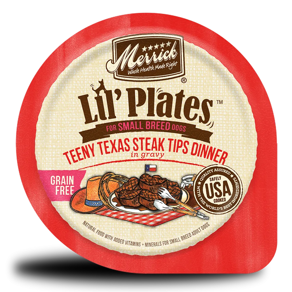 MER Lil Plates GF Cups Teeny Texas Steak Tips Dinner in Gravy lg