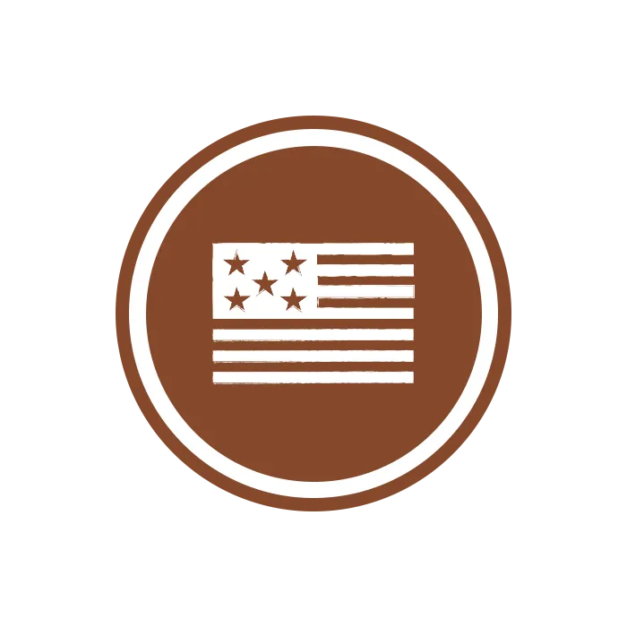 A brown circle with white stars and stripes on it